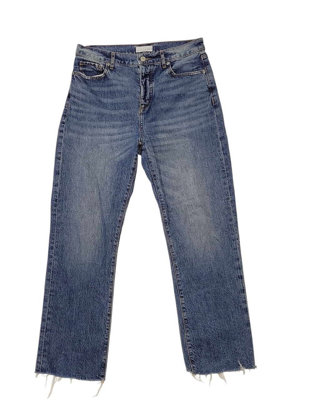 LOFT- Womens Mid-Rise The Straight Crop Jeans in Denim Faded Blue Sz (4/27)*